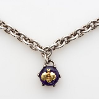  Saint by Sarah Jane 18k Bee + Amethyst Sterling Chain Necklace