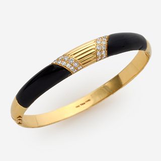  Tivol 18k Diamond + Onyx Hinged Bracelet