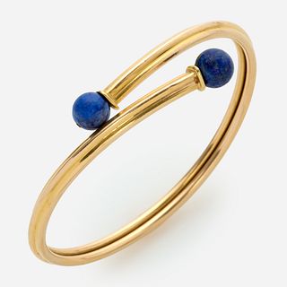  18k Designer Bracelet w/ Lapis Tips 
