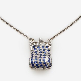  18k Lumiere Diamond Sapphire Opening Purse Necklace