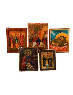 Collection of Five Miniature Icon Panels.