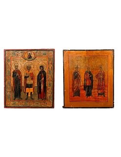 Two Icons Depicting Trios of Saints.