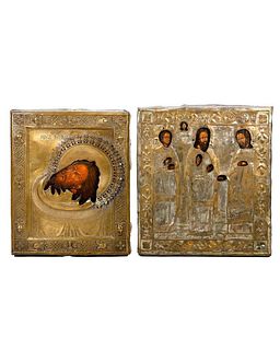 Two Icons, Head of John and Three Saints.