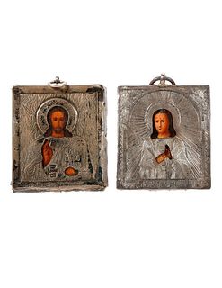 Two Russian Silver Miniature Icons.