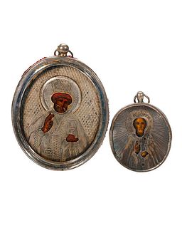 Two Russian Miniature Oval Icons.