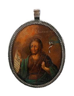Russian Painted Miniature of John the Baptist.