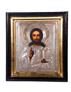 An Icon of Christ Pantocrator in Gilt Frame/Kiot.
