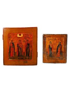 Two Icon Panels, Saint Panteleimon and Others.