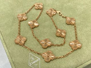 Van Cleef and Arpels Vintage Alhambra necklace, 10 motifs. 18k rose gold