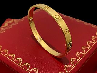 Cartier 18K Yellow Gold Love Bracelet, Size 19
