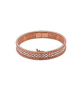 Van Cleef & Arpels Perlee Diamonds Bracelet, 3 rows, small model 18k Rose Gold