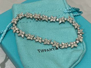 Tiffany Victoria Cluster Tennis Bracelet Platinum with 7.20tcw Diamonds