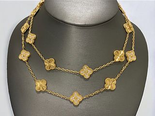 Van Cleef & Arpels Vintage 20 motif Alhambra 18K Yellow Gold Diamond Long Necklace