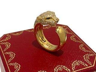 CARTIER PANTHERE DE CARTIER RING Size 55 18K Yellow Gold Diamond Size 55