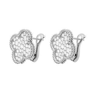 Van Cleef & Arpels Magic Alhambra Earrings, Rhodium Plated 18K White Gold, Round Diamonds;