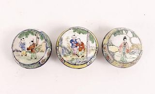 Group of 3 Canton Enameled Snuff Boxes, 18th C.