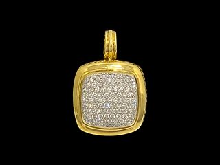David Yurman 18K Yellow Gold Pave Diamonds Albion Large Enhancer Pendant