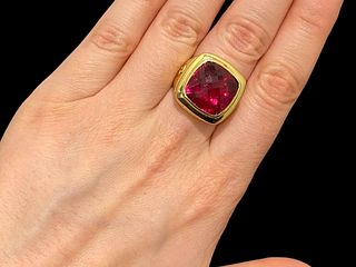 David Yurman 18k Yellow Gold Pink Tourmaline Ring
