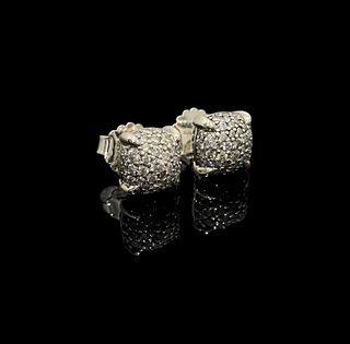 David Yurman Chatelaine Stud Earrings in Sterling Silver with Pave Diamonds
