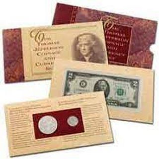 1993 Jefferson 250th Anniversary Coin & Currency Set (Box & COA