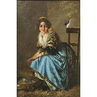 19th C European Painting Gypsy Girl