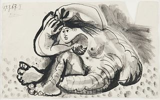 PABLO PICASSO (1881‑1973) - Femme nue se coiffant