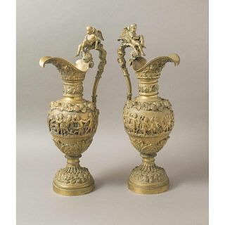 Pair of Bronze Neo Classical Ewers