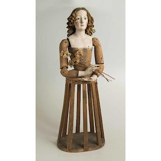 Carved Wood Cage Doll Religious Figure