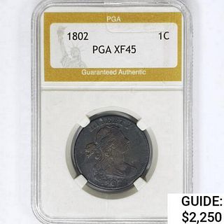 1802 Draped Bust Large Cent PGA XF45 