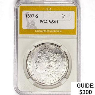 1897-S Morgan Silver Dollar PGA MS61 