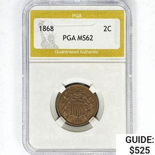 1868 Two Cent Piece PGA MS62 