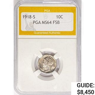 1918-S Mercury Silver Dime PGA MS64 FSB