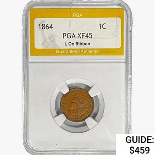 1864 Indian Head Cent PGA XF45 L On Ribbon