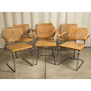 6 Marcel Breuer / Knoll Cane Chairs