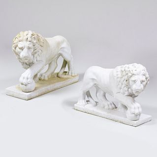 Pair of Stone Lions, Modeled after the Medici Lions