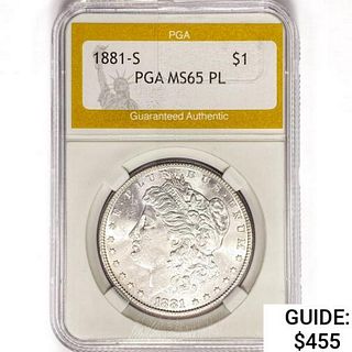 1881-S Morgan Silver Dollar PGA MS65 PL