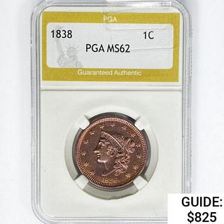 1838 Large Cent PGA MS62 