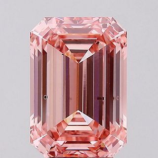 5.36 ct, Int. Pink/SI1, Emerald cut IGI Graded Lab Grown Diamond