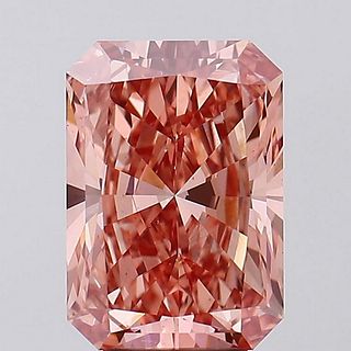 5.15 ct, Vivid Brn. Pink/VS2, Radiant cut IGI Graded Lab Grown Diamond