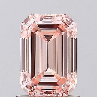 1.06 ct, Int. Pink/VS2, Emerald cut IGI Graded Lab Grown Diamond
