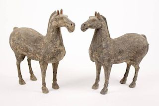 Pair of Chinese Tang Style Pottery Horses