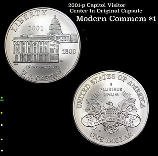 2001-p Capitol Visitor Center In Original Capsule Modern Commem Dollar 1 Grades