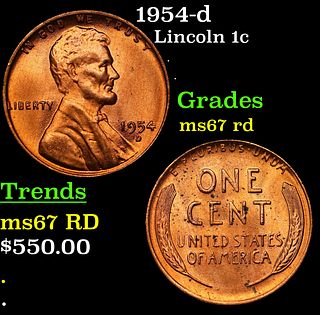 1954-d Lincoln Cent 1c Grades GEM++ Unc RD