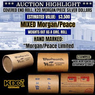 *Uncovered Hoard* - Covered End Roll - Marked "Morgan/Peace Limited" - Weight shows x20 Coins (FC)