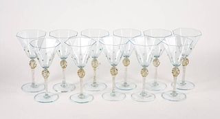 Set 12 Venetian Salviati Octagonal Water Glasses