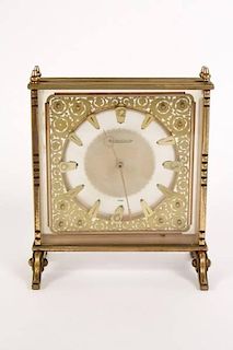 Jaeger-LeCoultre Gold Clock w/ Floral Motif