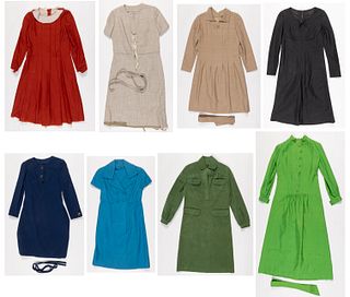 VINTAGE MID-CENTURY HOME-MADE LADY'S DRESSES, LOT OF EIGHT