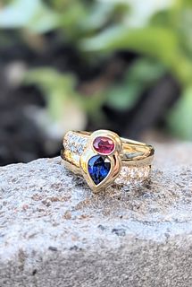 Sapphire, Ruby and Diamond Ring