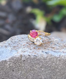 Twin Stone Ruby and Diamond Ring