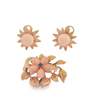 Angel Skin Coral Earring and Pin Set